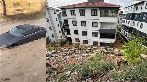 Ankara'da şiddetli; Yollar göle döndü, destek duvarı yok edildi – son dakika Trürkiye Haberleri